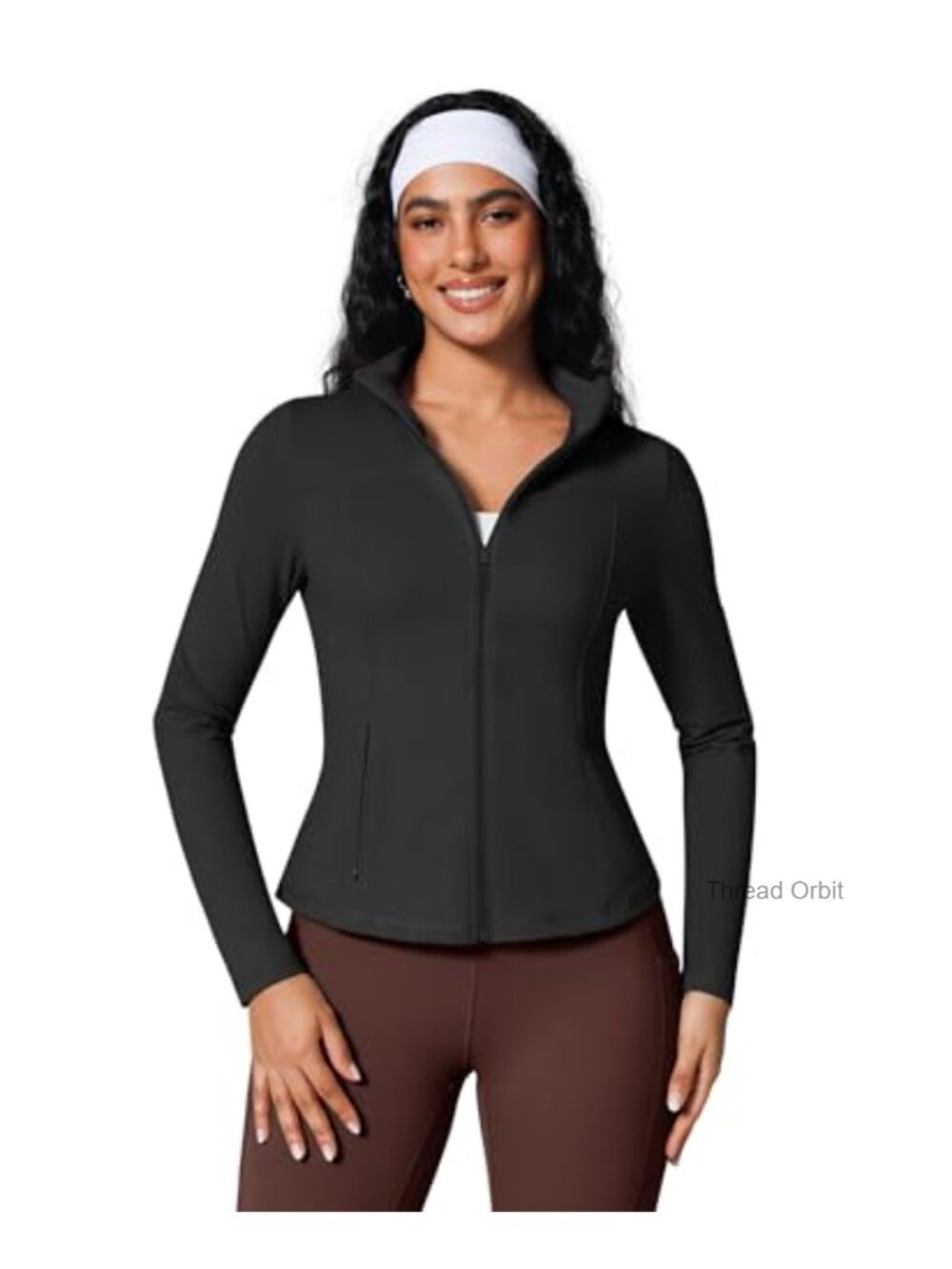 Women's Nylon Spandex Slim Fit Full Zip Athletic Track Jacket